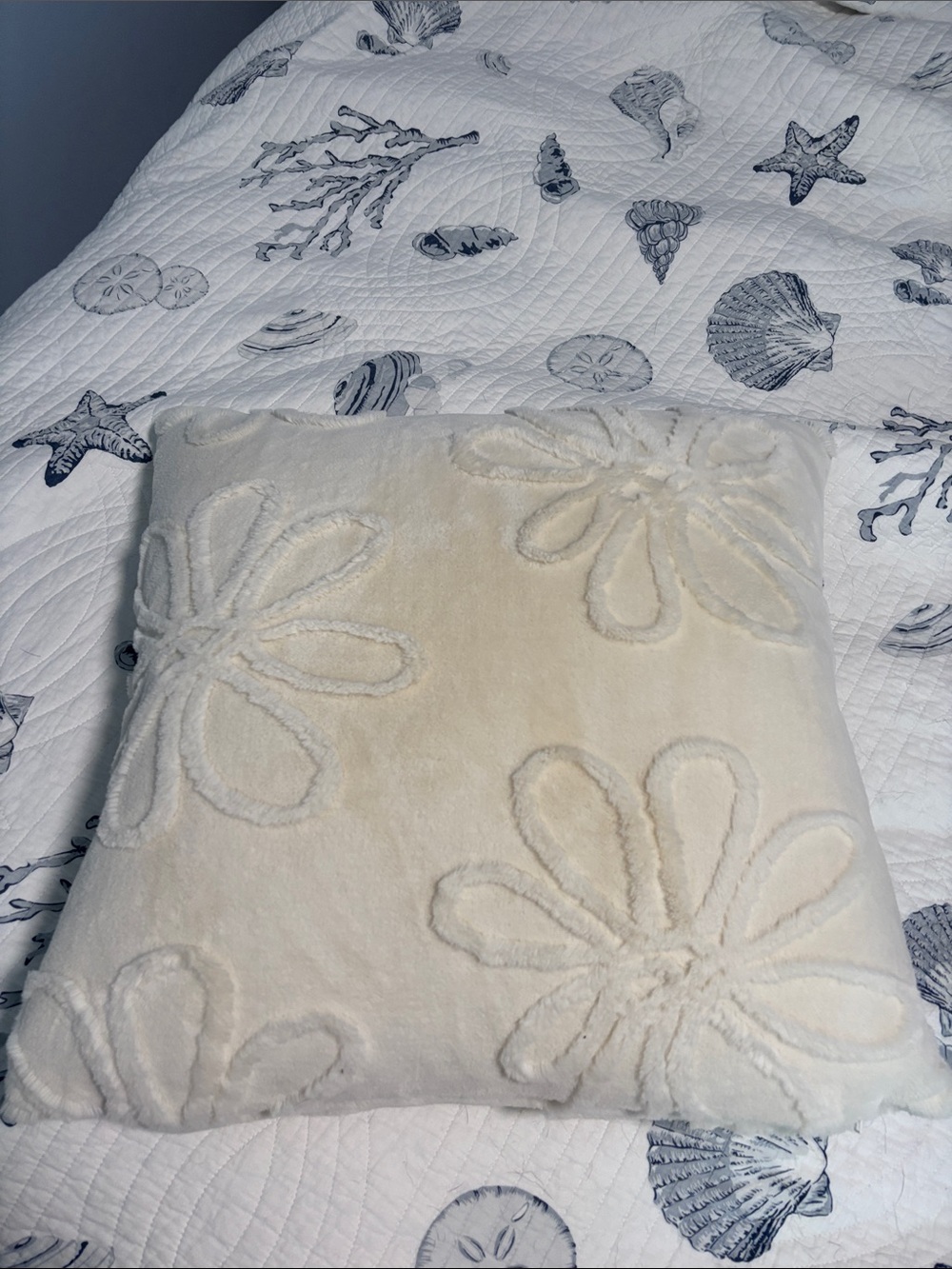 Chelsea & Theodore Cream Floral Plush Throw Pillow